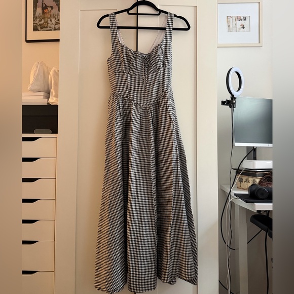 Reformation Balia Linen Dress Black and White Gingham XS / 0 - Picture 7 of 12